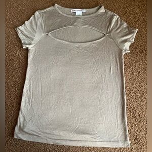 NWOT Heiny Collection tan short sleeved shirt S